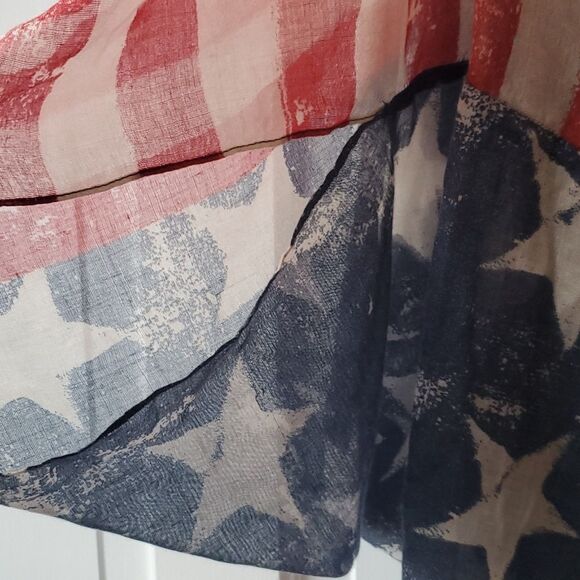 AMERICAN FLAG PATRIOTIC KIMONO WRAP COVERUP SHEER JACKET ONE SIZE SCARF - Picture 5 of 6